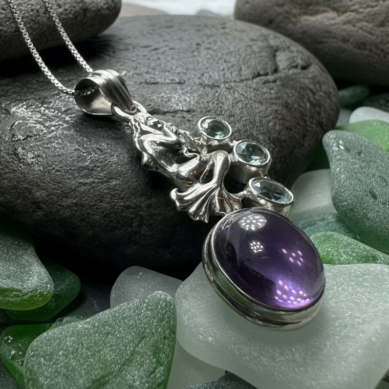 Kelpie Mermaid Necklace in sterling silver