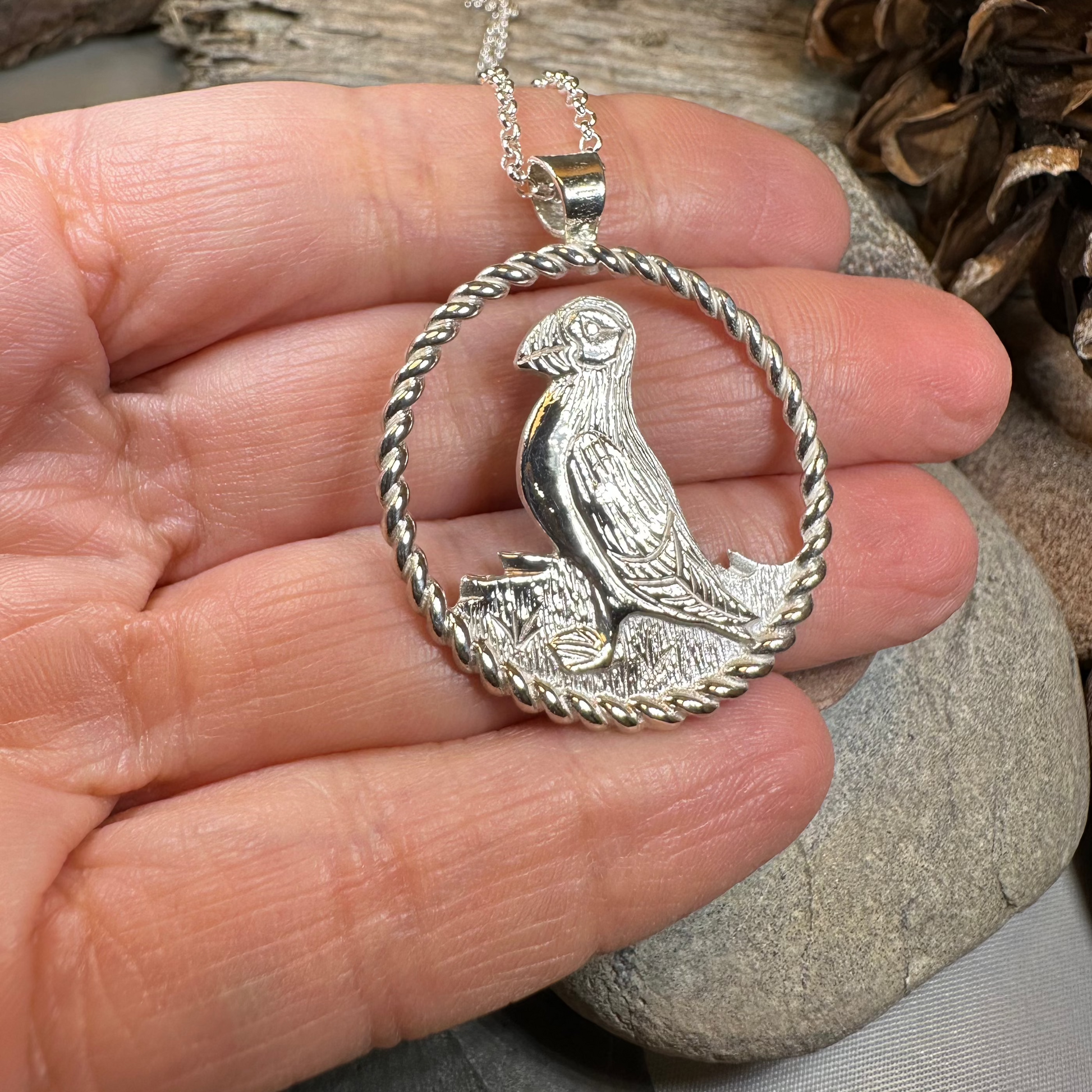 Orkney Puffin Necklace - Handmade in Scotland — view 6
