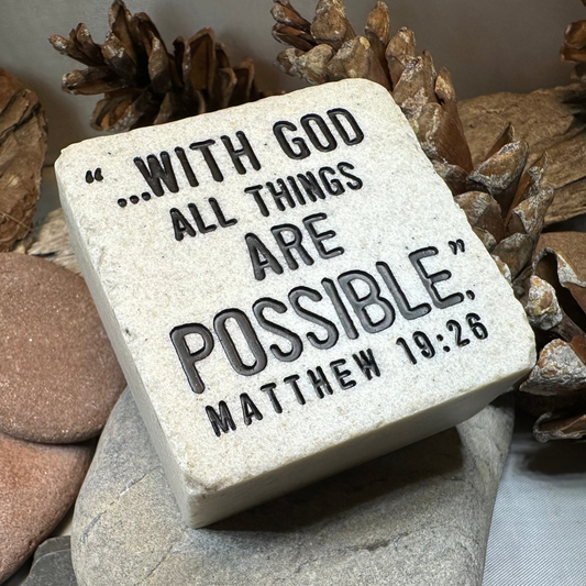 With God Bible Quote Standing Stone