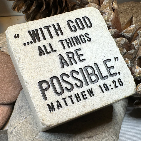 Load image into Gallery viewer, With God Bible Quote Standing Stone
