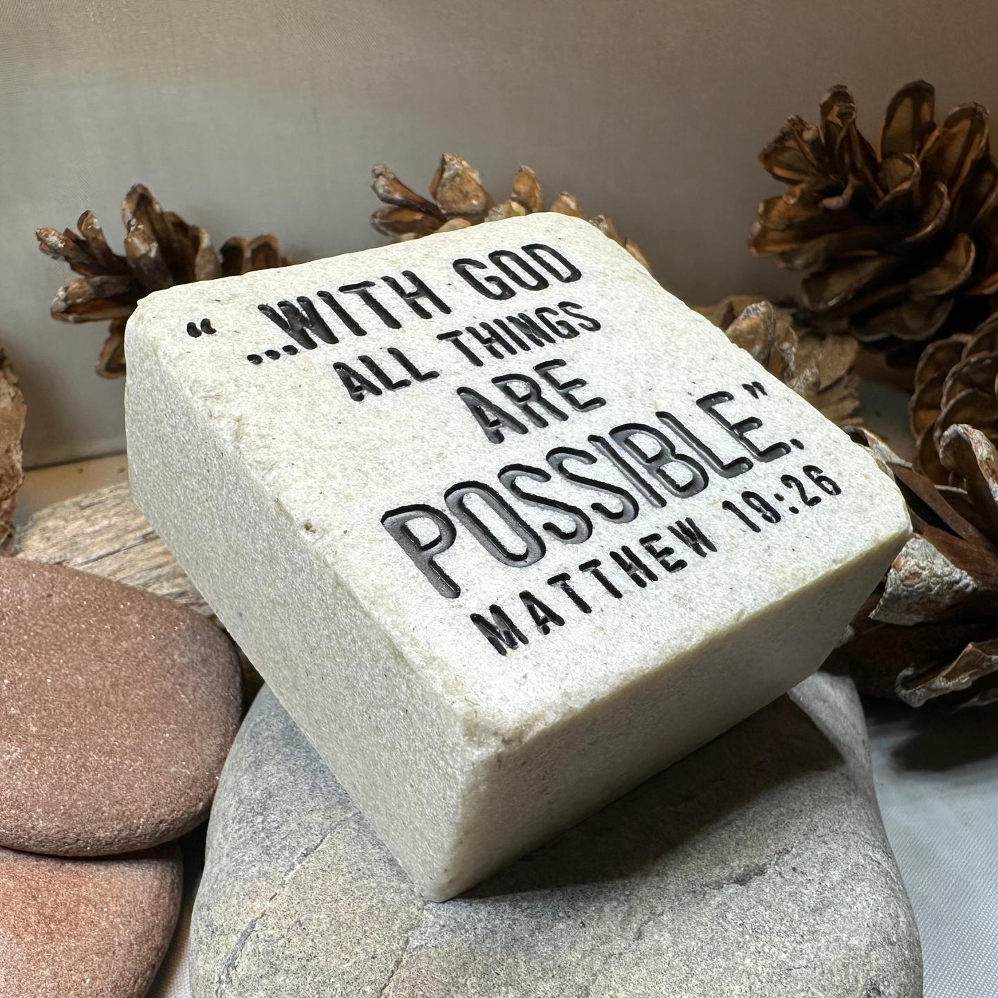With God Bible Quote Standing Stone