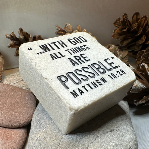 Load image into Gallery viewer, With God Bible Quote Standing Stone

