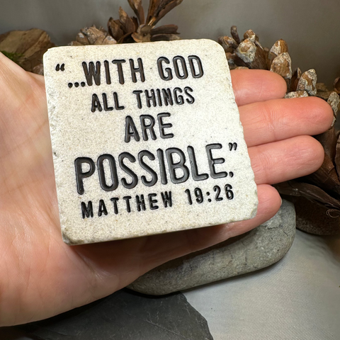 Load image into Gallery viewer, With God Bible Quote Standing Stone
