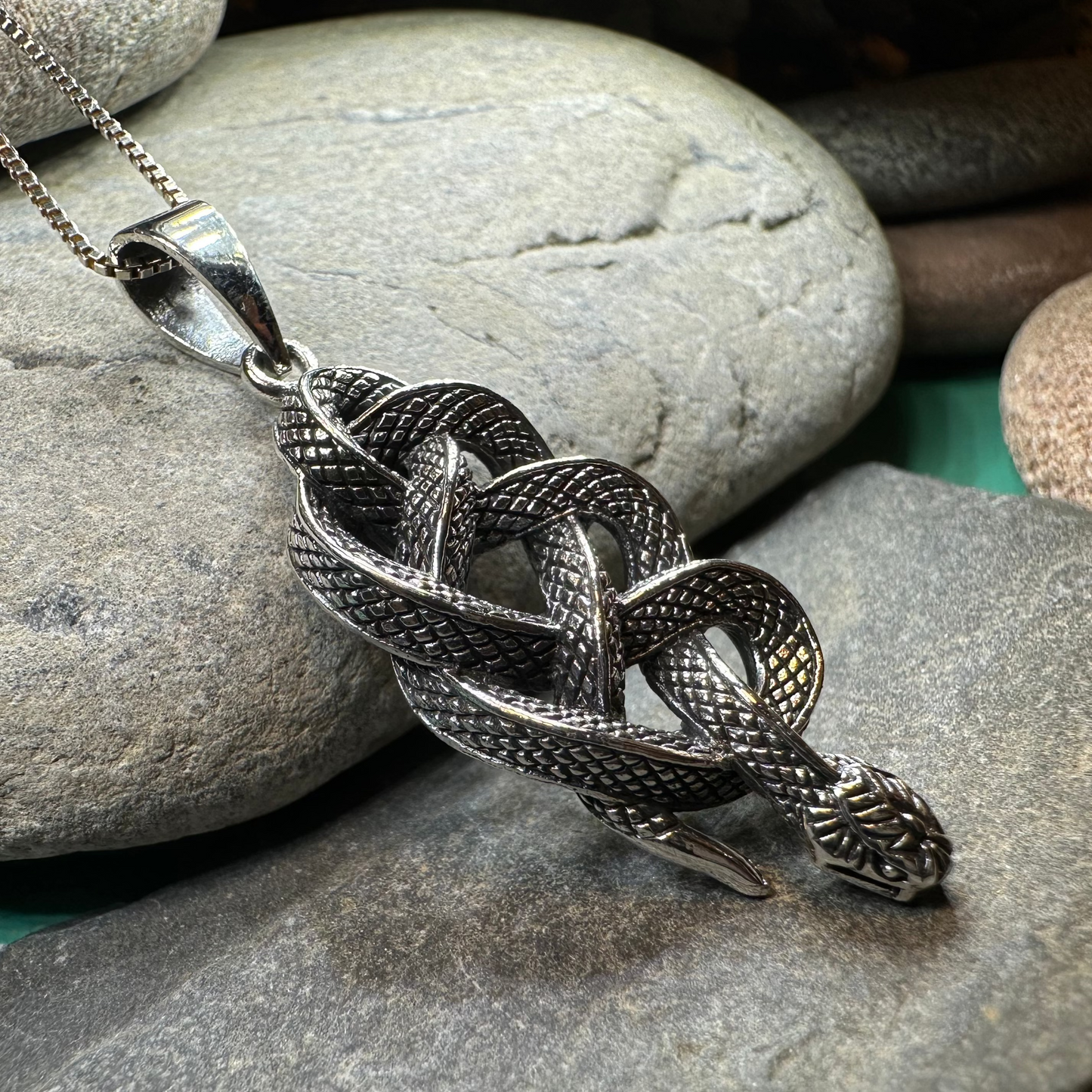 Alchemy Celtic Snake Necklace in Sterling Silver — view 7