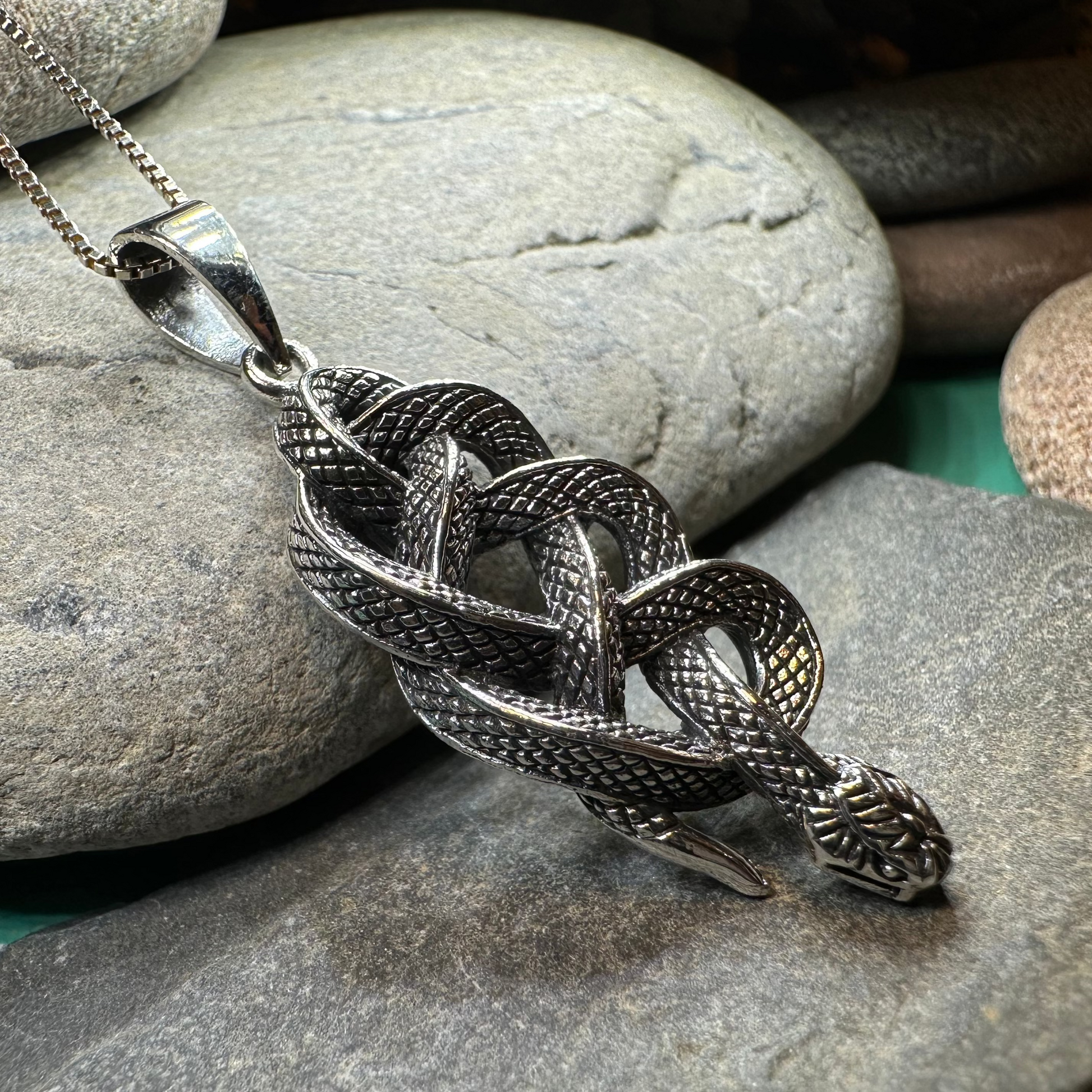 Alchemy Celtic Snake Necklace in Sterling Silver — view 7