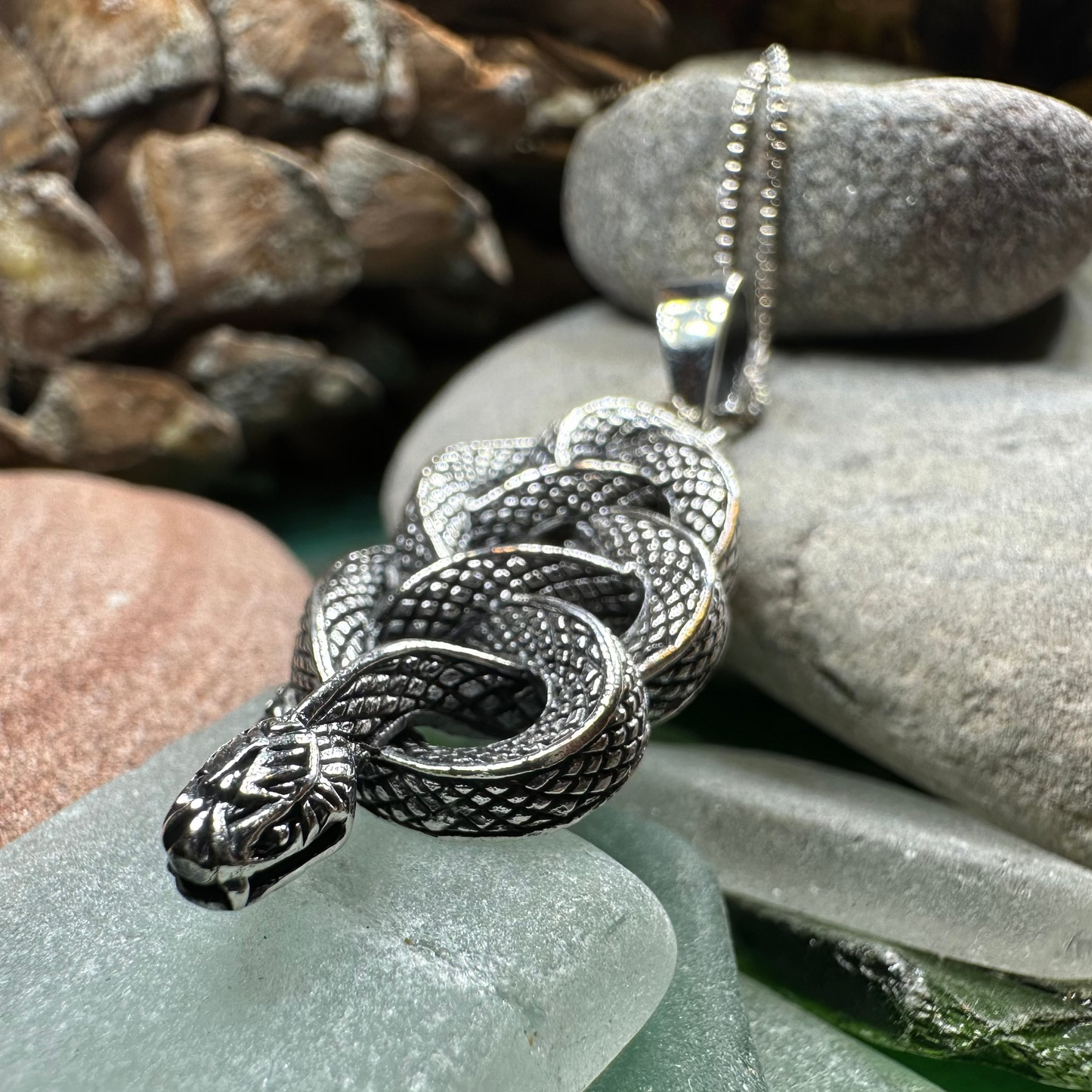 Alchemy Celtic Snake Necklace in Sterling Silver — view 3