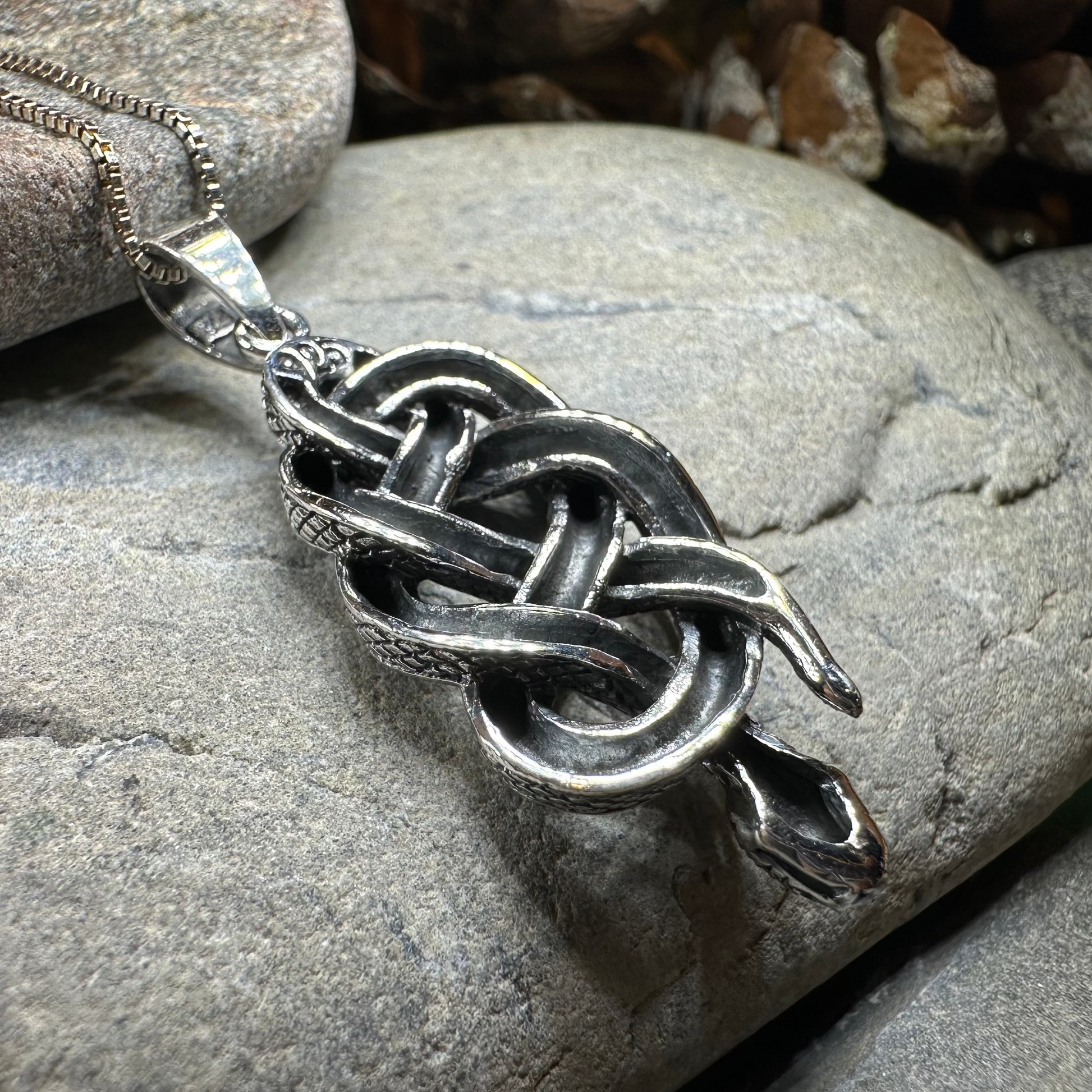 Alchemy Celtic Snake Necklace in Sterling Silver — view 8