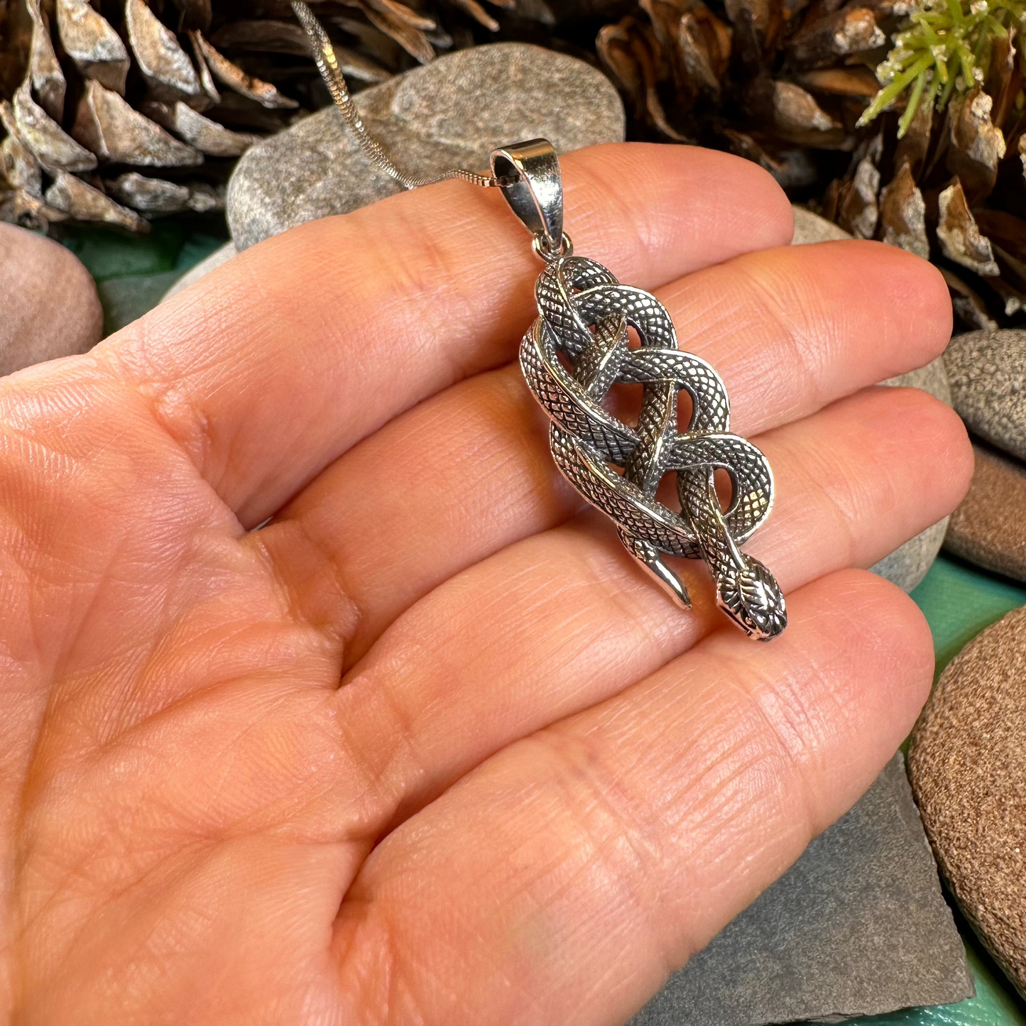 Alchemy Celtic Snake Necklace in Sterling Silver — view 6