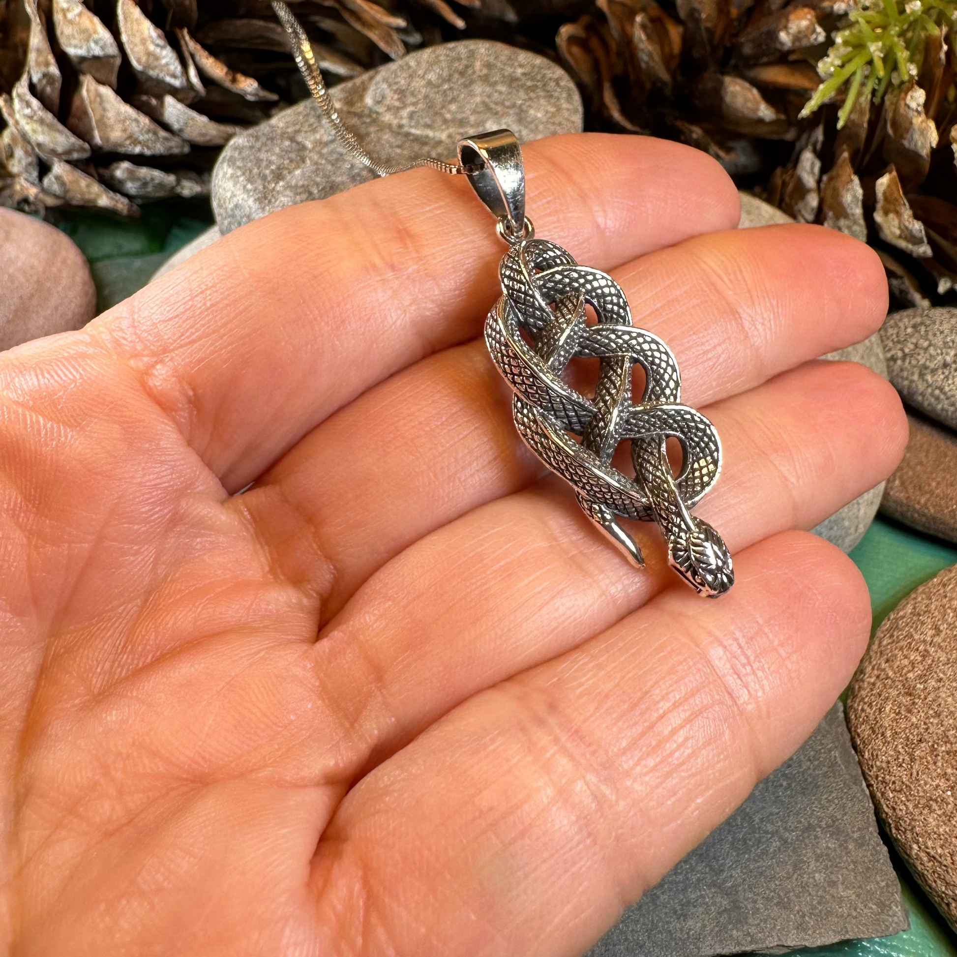 Alchemy Celtic Snake Necklace in Sterling Silver — view 6
