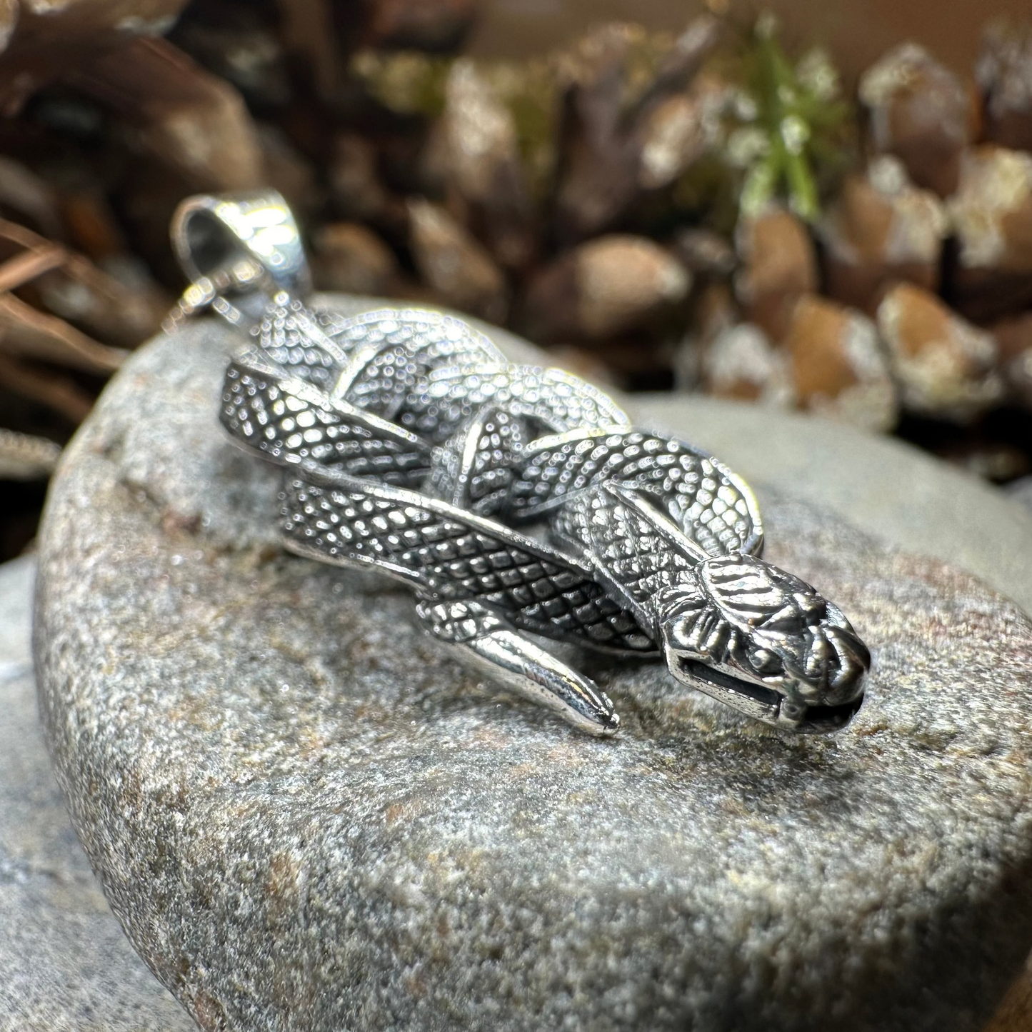 Alchemy Celtic Snake Necklace in Sterling Silver — view 5