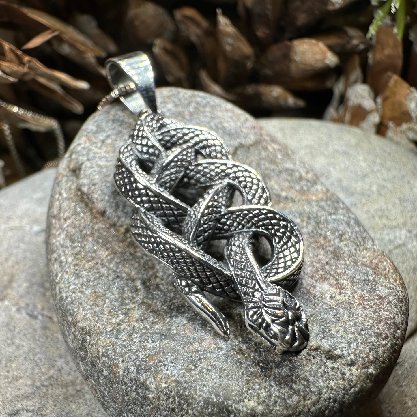Alchemy Celtic Snake Necklace in Sterling Silver — view 4