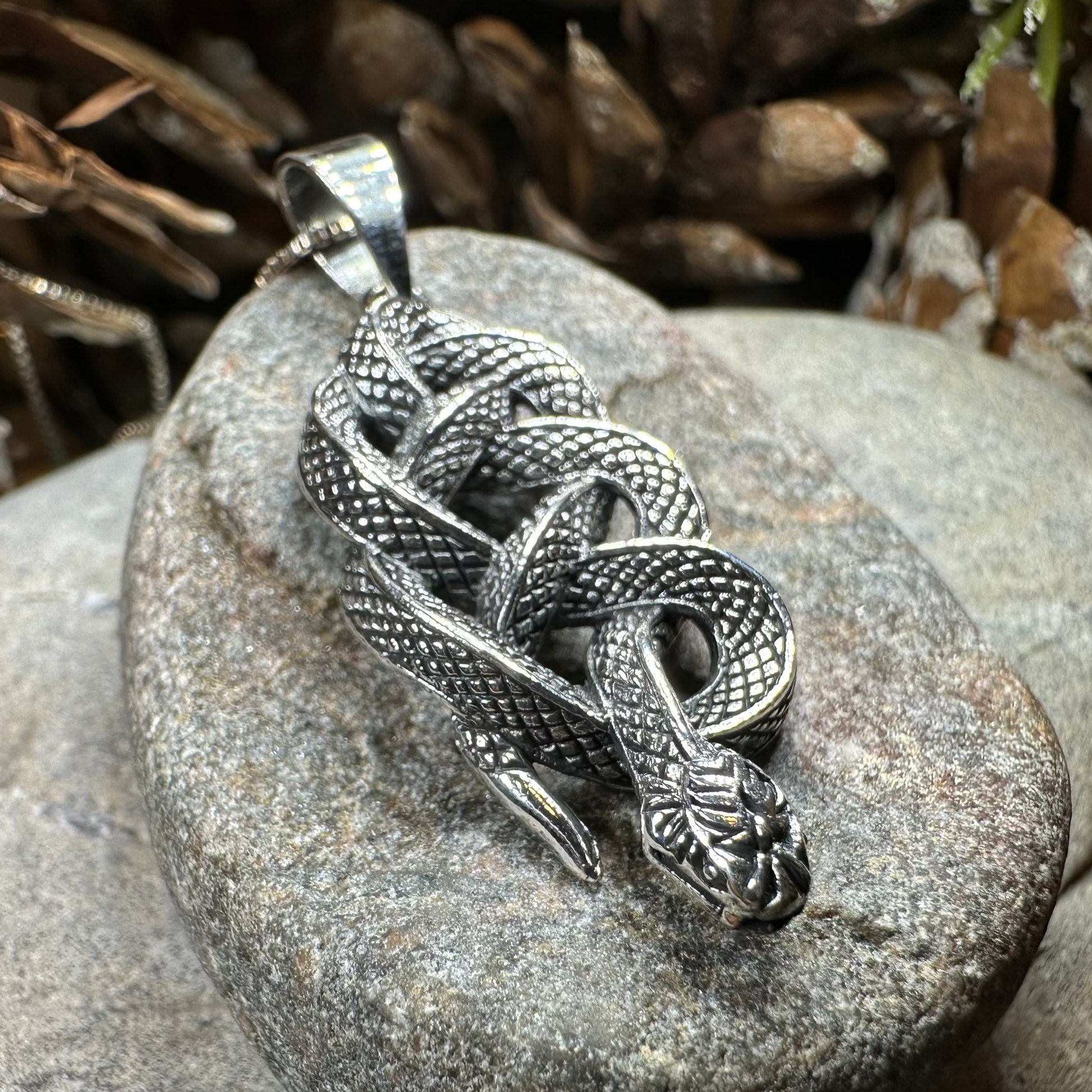 Alchemy Celtic Snake Necklace in Sterling Silver — view 4