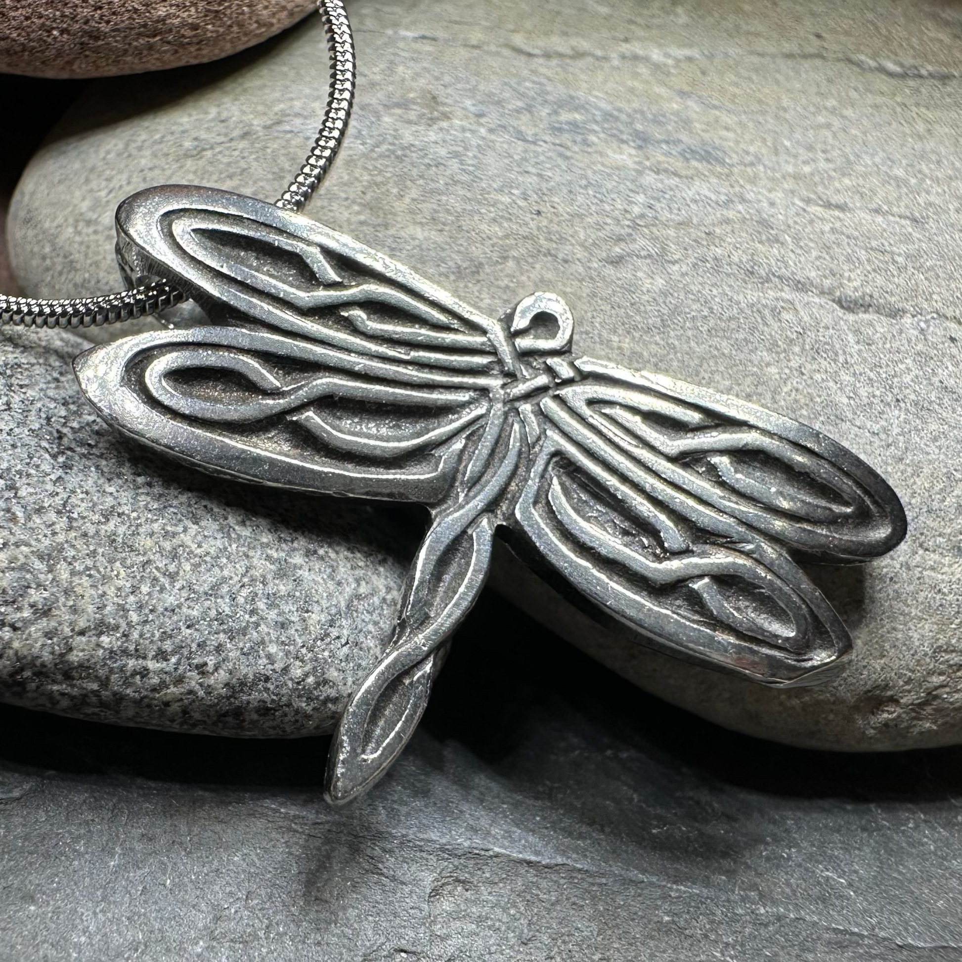 Celtic Dragonfly Pewter Necklace — view 2