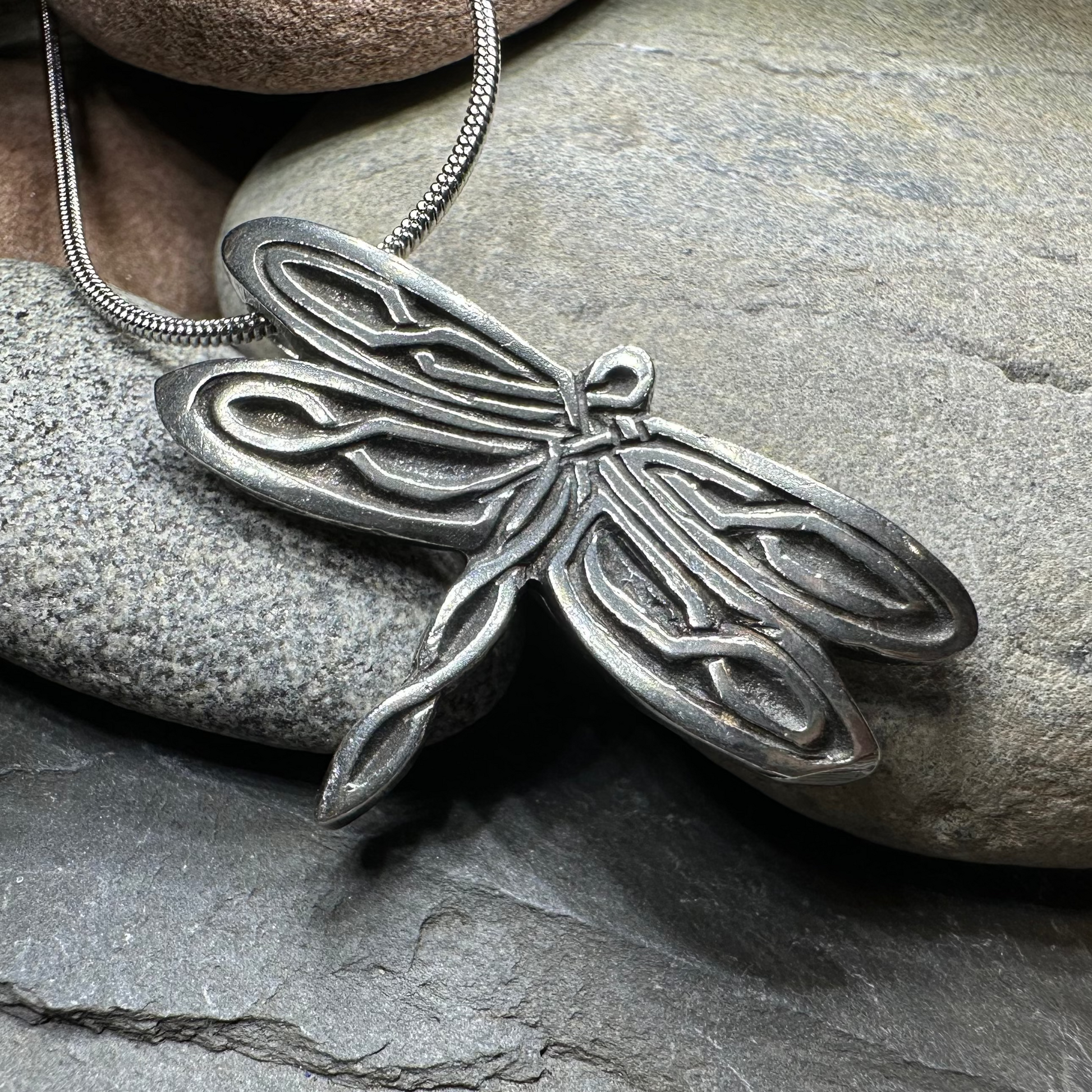 Celtic Dragonfly Pewter Necklace — view 4