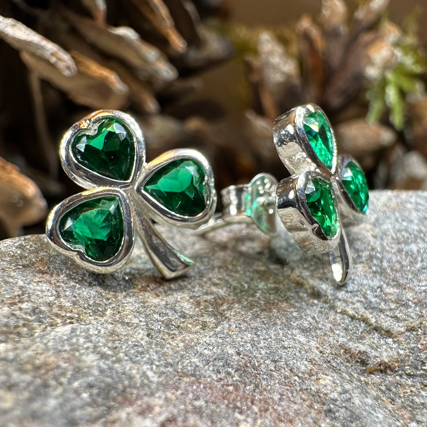 Emerald Isle Irish Shamrock Earrings in Sterling Silver