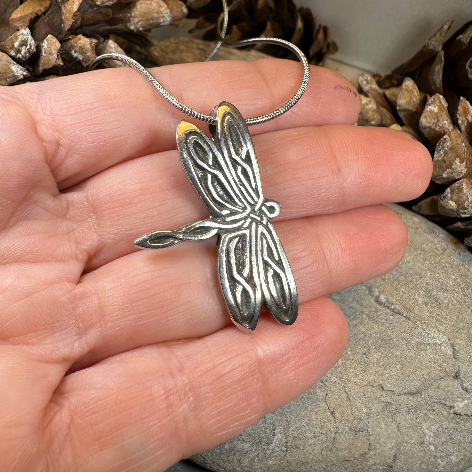 Celtic Dragonfly Pewter Necklace — view 3