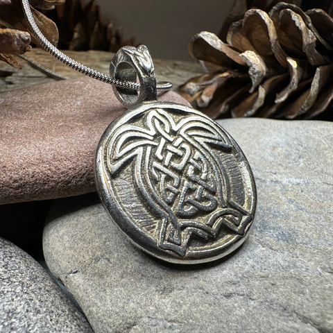 Load image into Gallery viewer, Celtic Turtle Pewter Necklace

