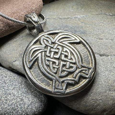 Load image into Gallery viewer, Celtic Turtle Pewter Necklace
