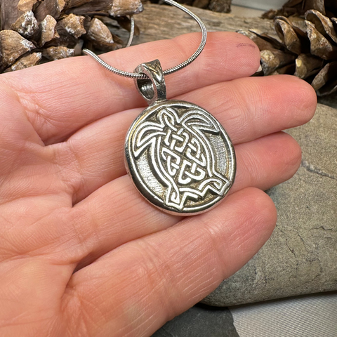 Load image into Gallery viewer, Celtic Turtle Pewter Necklace
