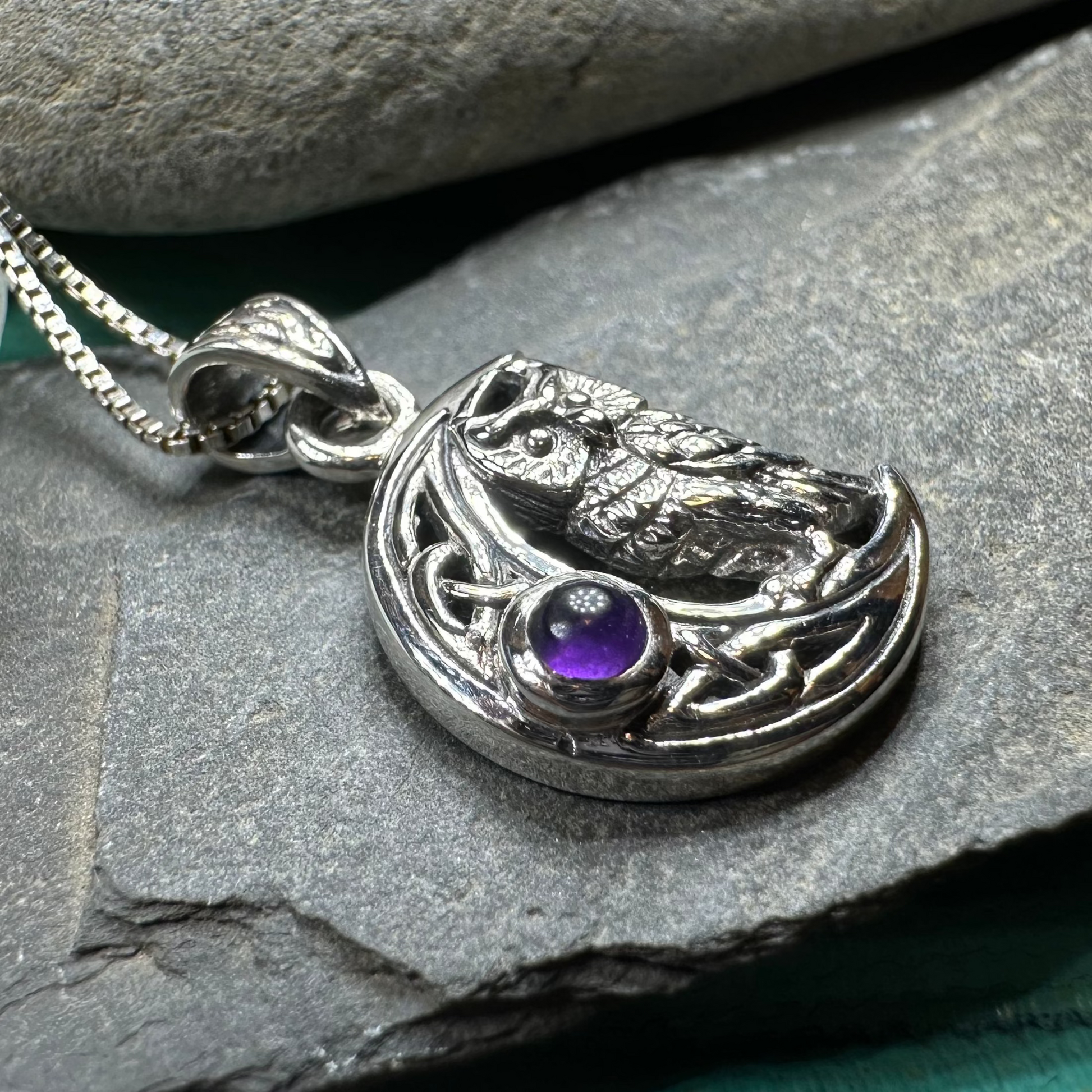 Owl Crescent Moon Necklace — view 9