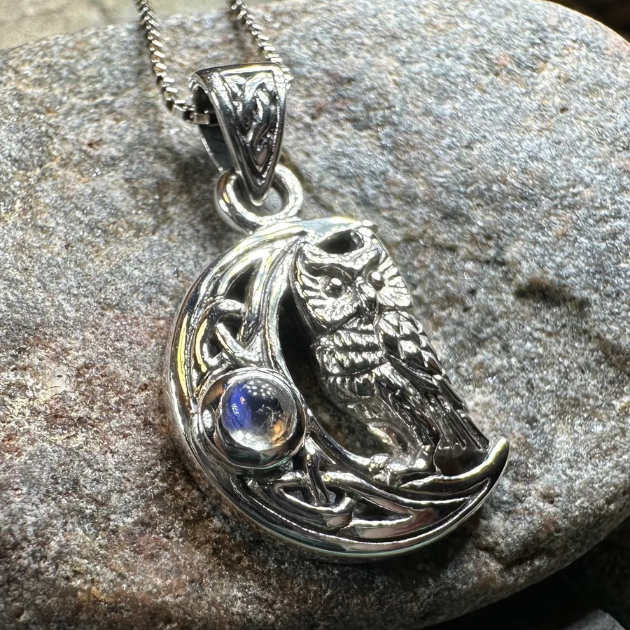 Owl Crescent Moon Necklace