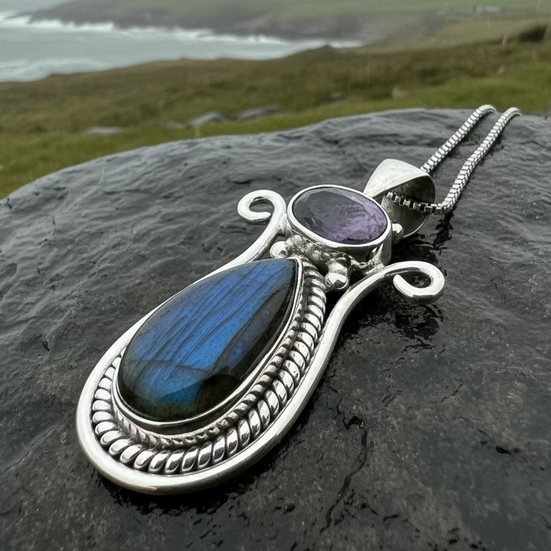 ONEFINITY Collana Con Nodo Celtico E Labradorite – Argento Sterling 925, Ciondolo Irlandese 20,7 Mm, Regalo In Scatola Elegante - 4
