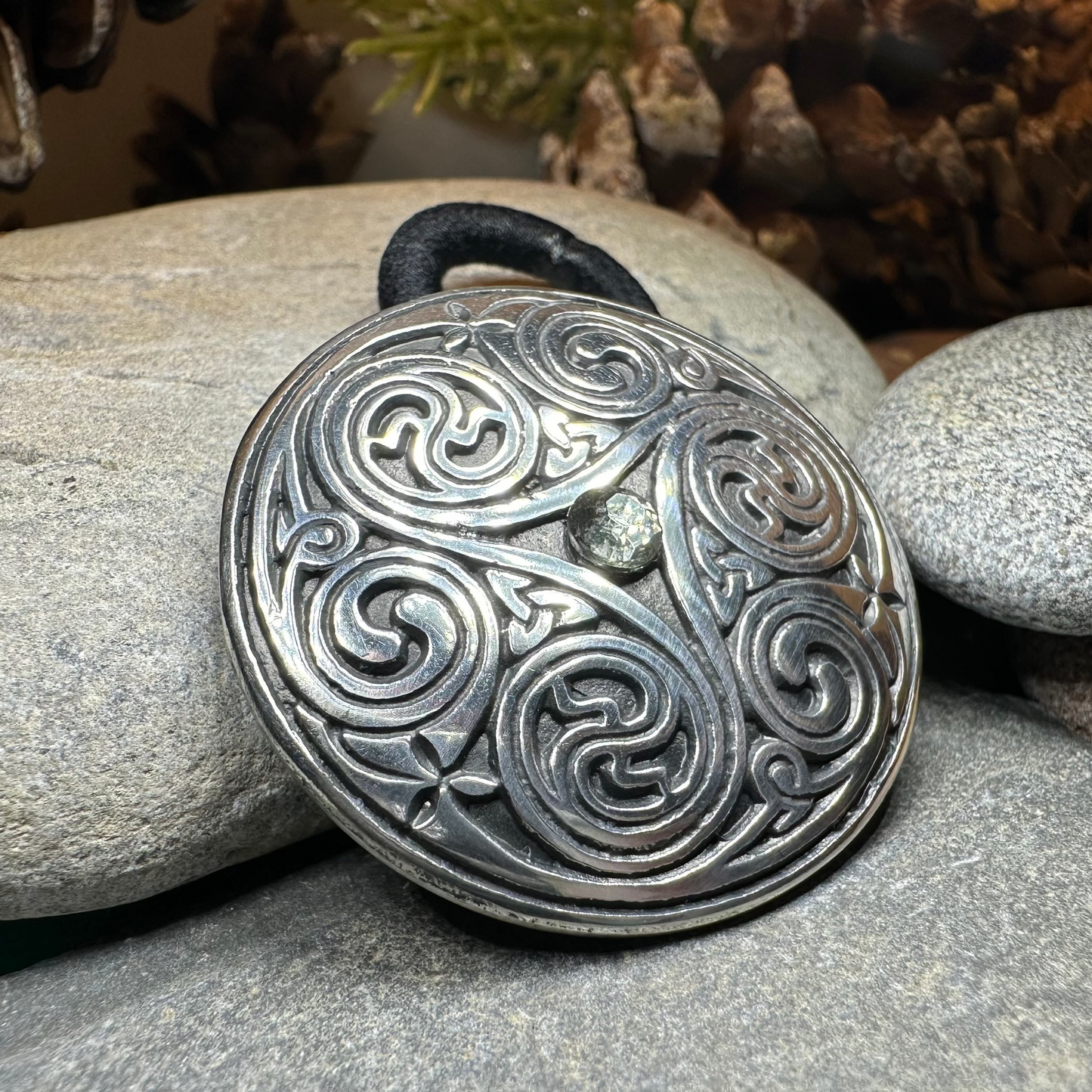 Celtic Spiral Ponytail Holder in pewter