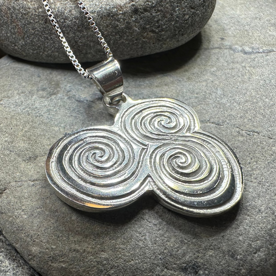 Artisan Newgrange Triple Spiral Necklace - Made in Ireland