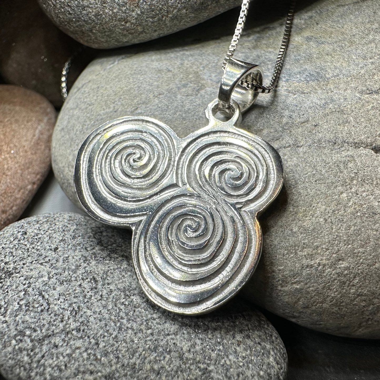 Artisan Newgrange Triple Spiral Necklace - Made in Ireland