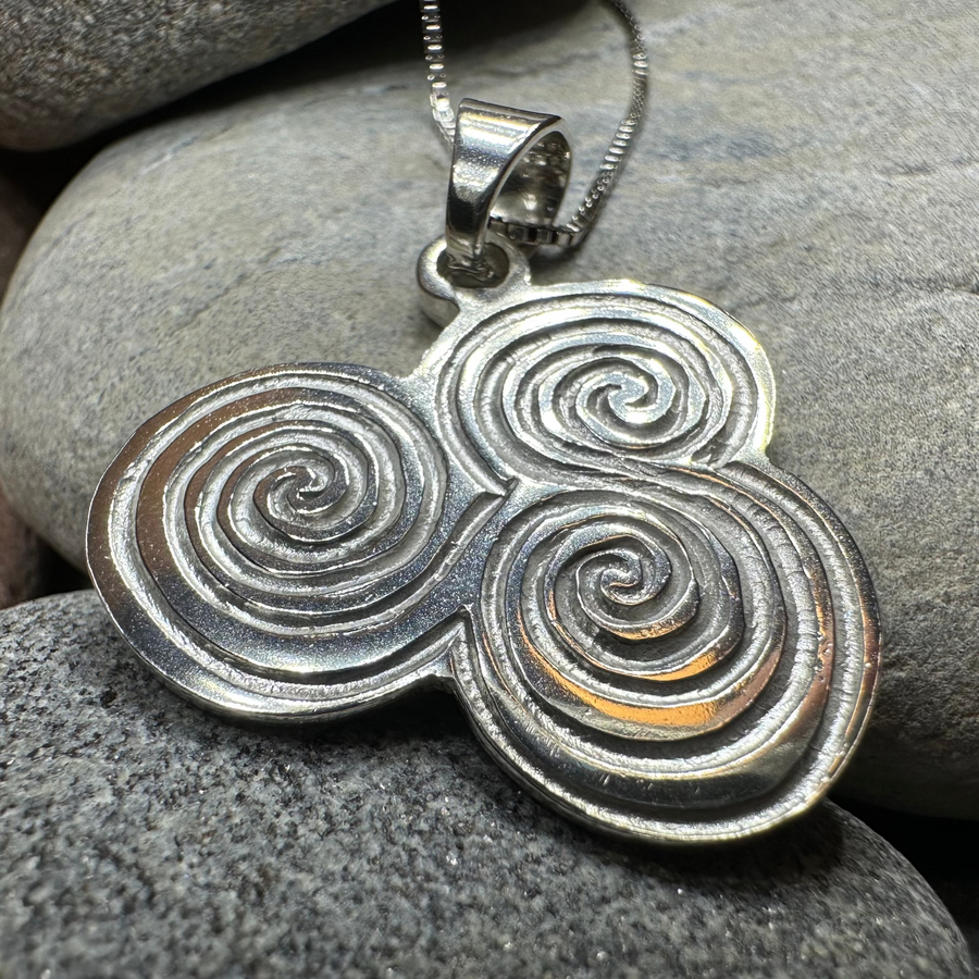 Artisan Newgrange Triple Spiral Necklace - Made in Ireland