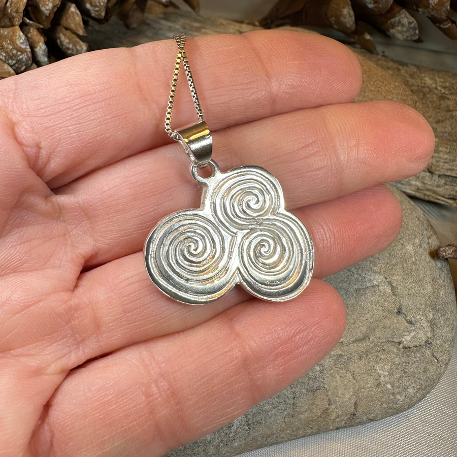 Artisan Newgrange Triple Spiral Necklace - Made in Ireland