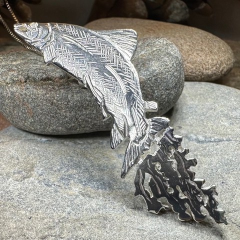 Load image into Gallery viewer, Artisan Irish Salmon of Knowledge Necklace - Made in Ireland
