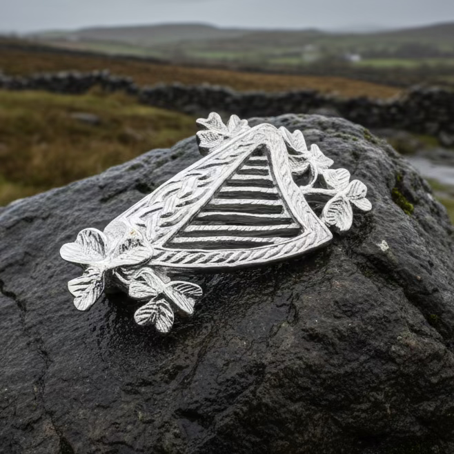 Artisan Irish Celtic Harp Brooch - Handmade in Ireland