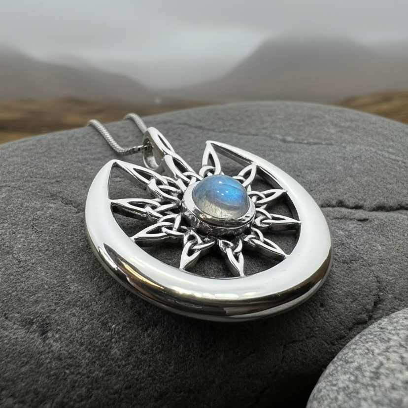 Moon Celtic Star Necklace in sterling silver