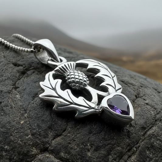 Millie Scottish Thistle Necklace in Sterling Silver
