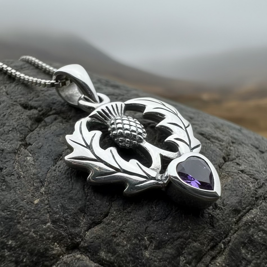 Millie Scottish Thistle Necklace in Sterling Silver