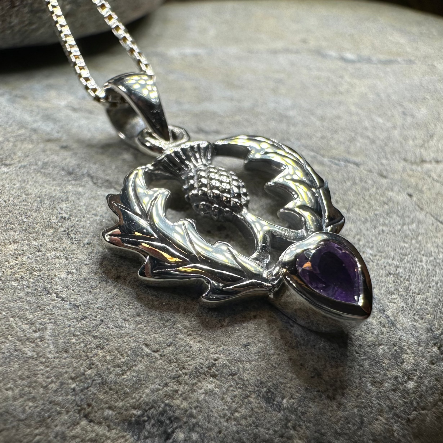 Millie Scottish Thistle Necklace in Sterling Silver — view 9
