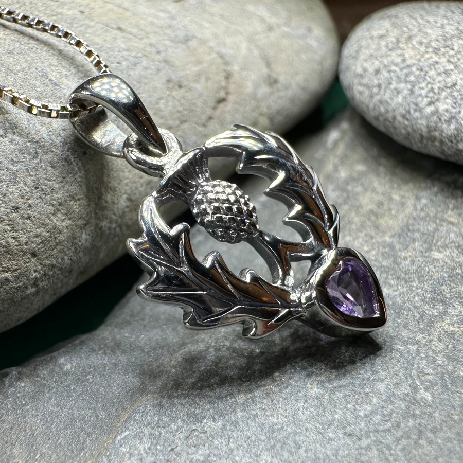 Millie Scottish Thistle Necklace in Sterling Silver