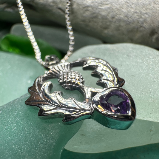 Millie Scottish Thistle Necklace in Sterling Silver — view 6