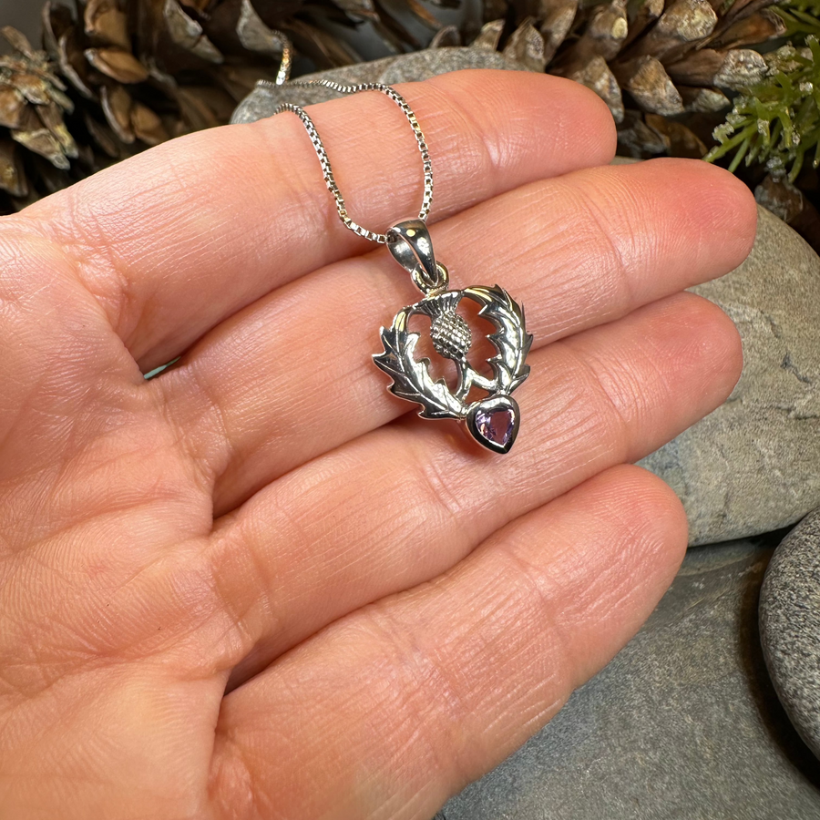 Millie Scottish Thistle Necklace in Sterling Silver