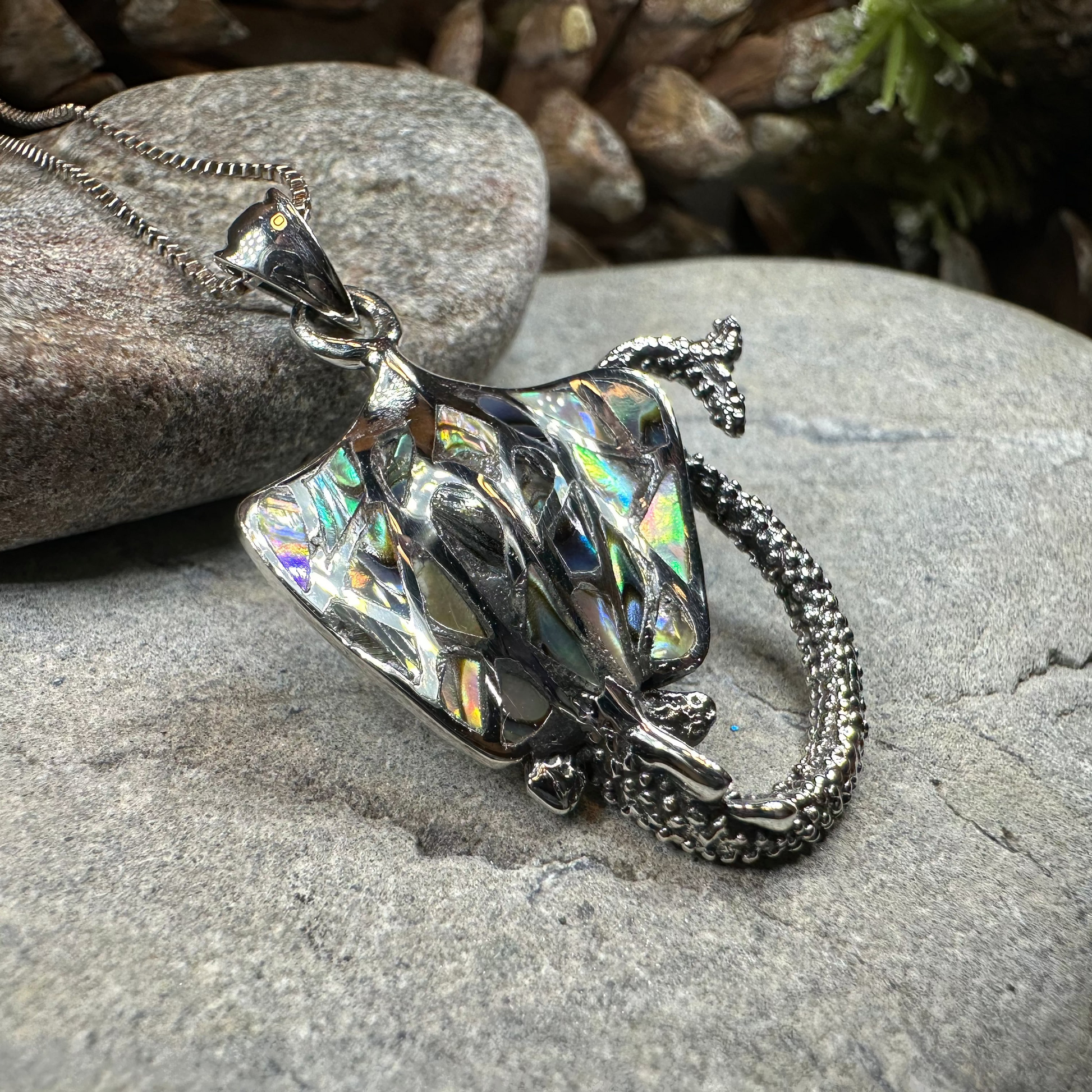 Abalone Manta Ray Necklace — view 13