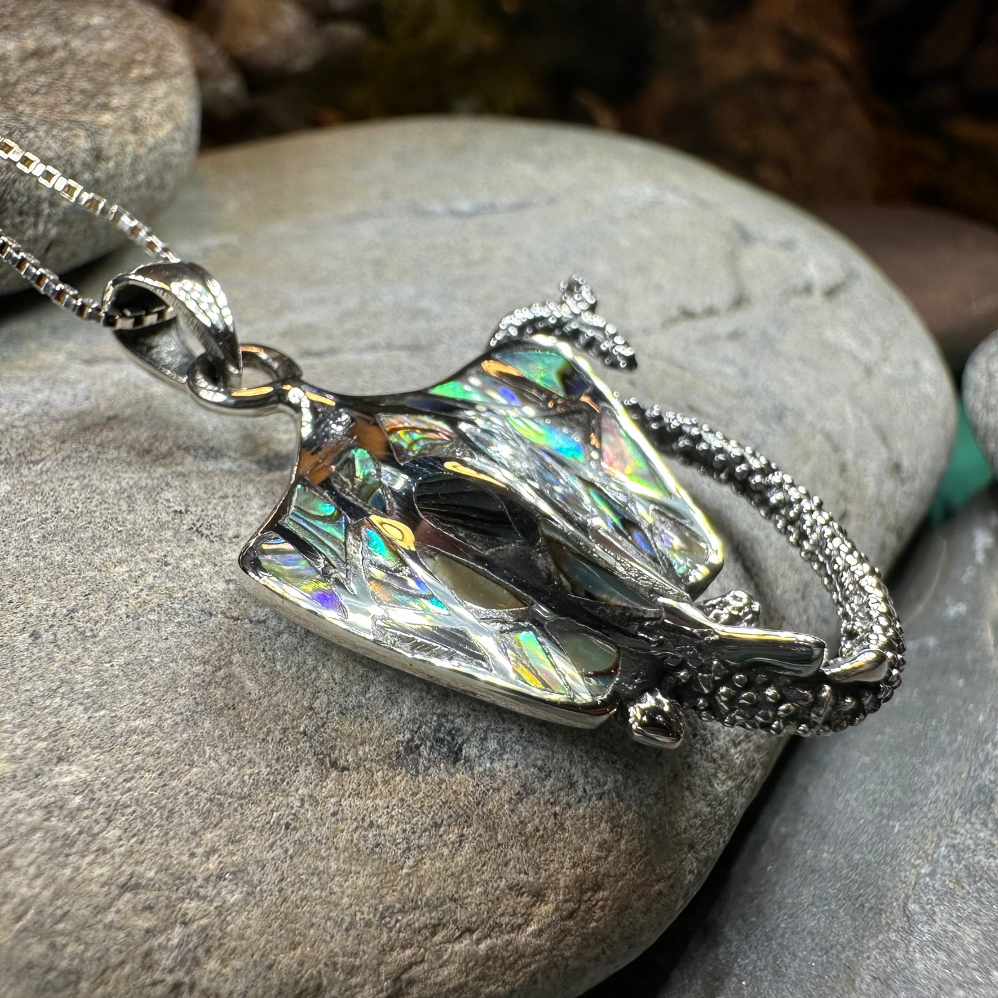 Abalone Manta Ray Necklace — view 11
