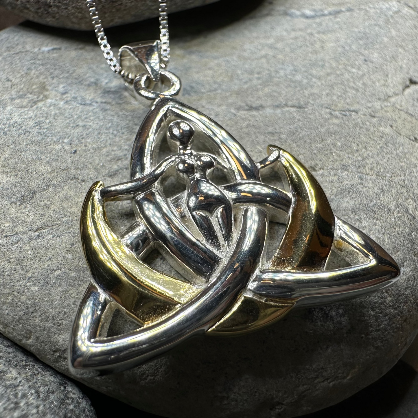 Celtic Crescent Moon Goddess Necklace in Sterling Silver