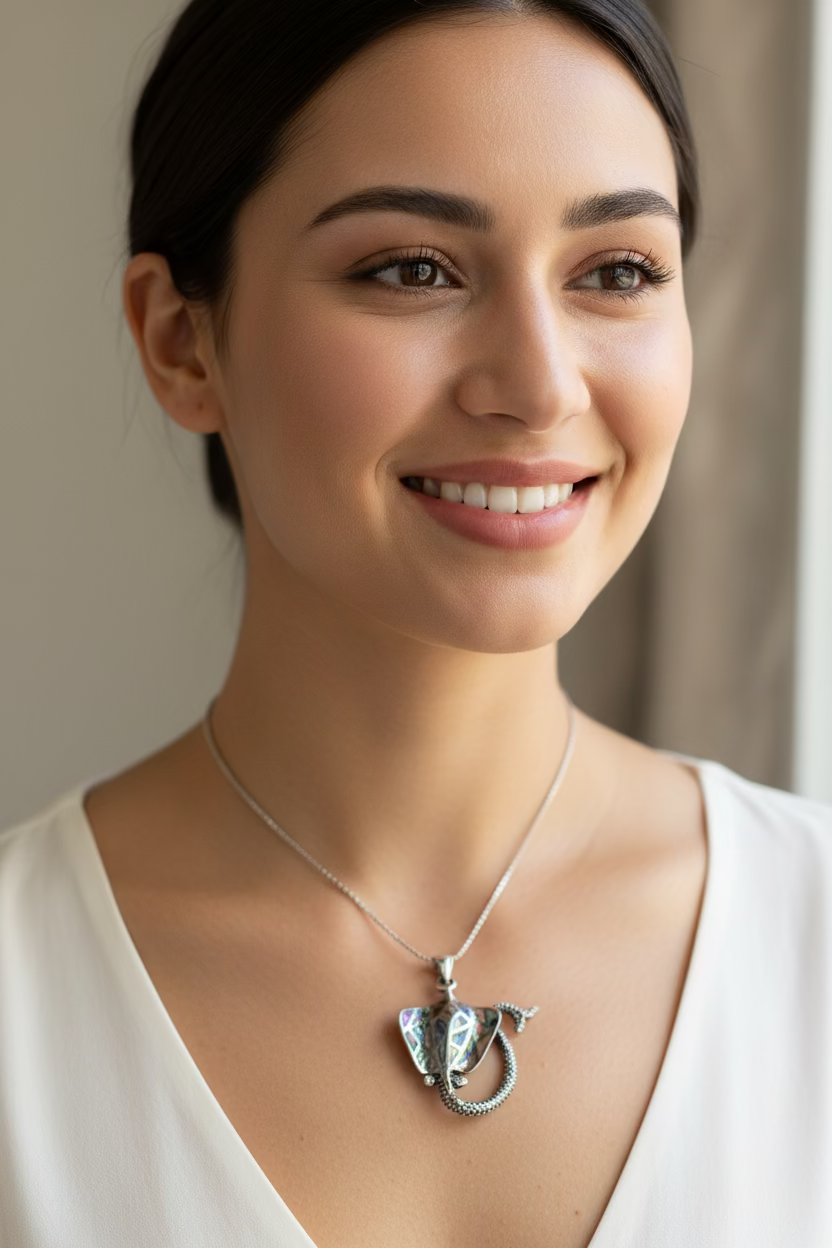Abalone Manta Ray Necklace — view 2