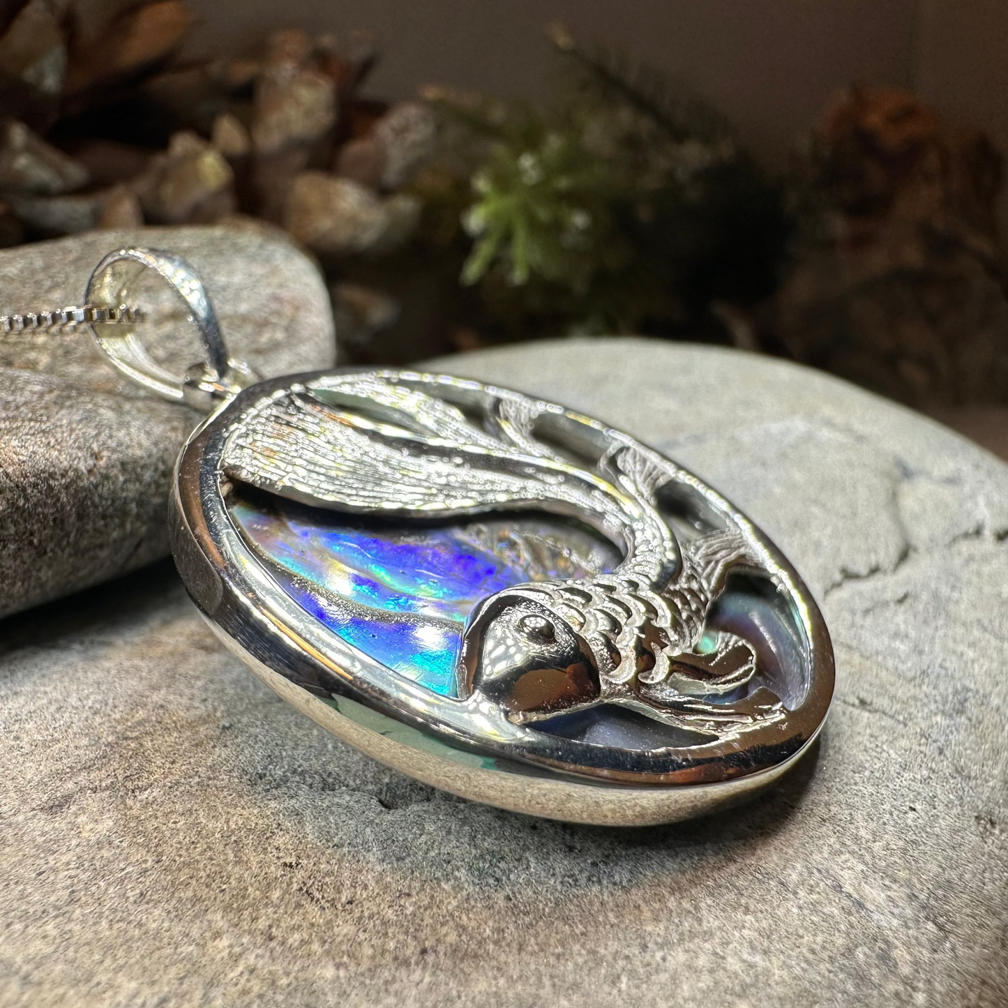 Abalone Koi Fish Necklace — view 5