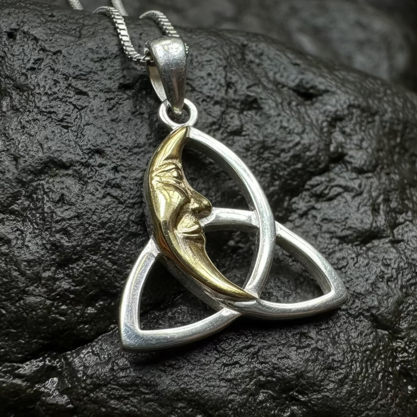 Celtic Trinity Knot Moon Necklace — view 4