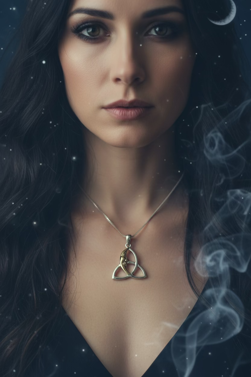 Celtic Trinity Knot Moon Necklace — view 3