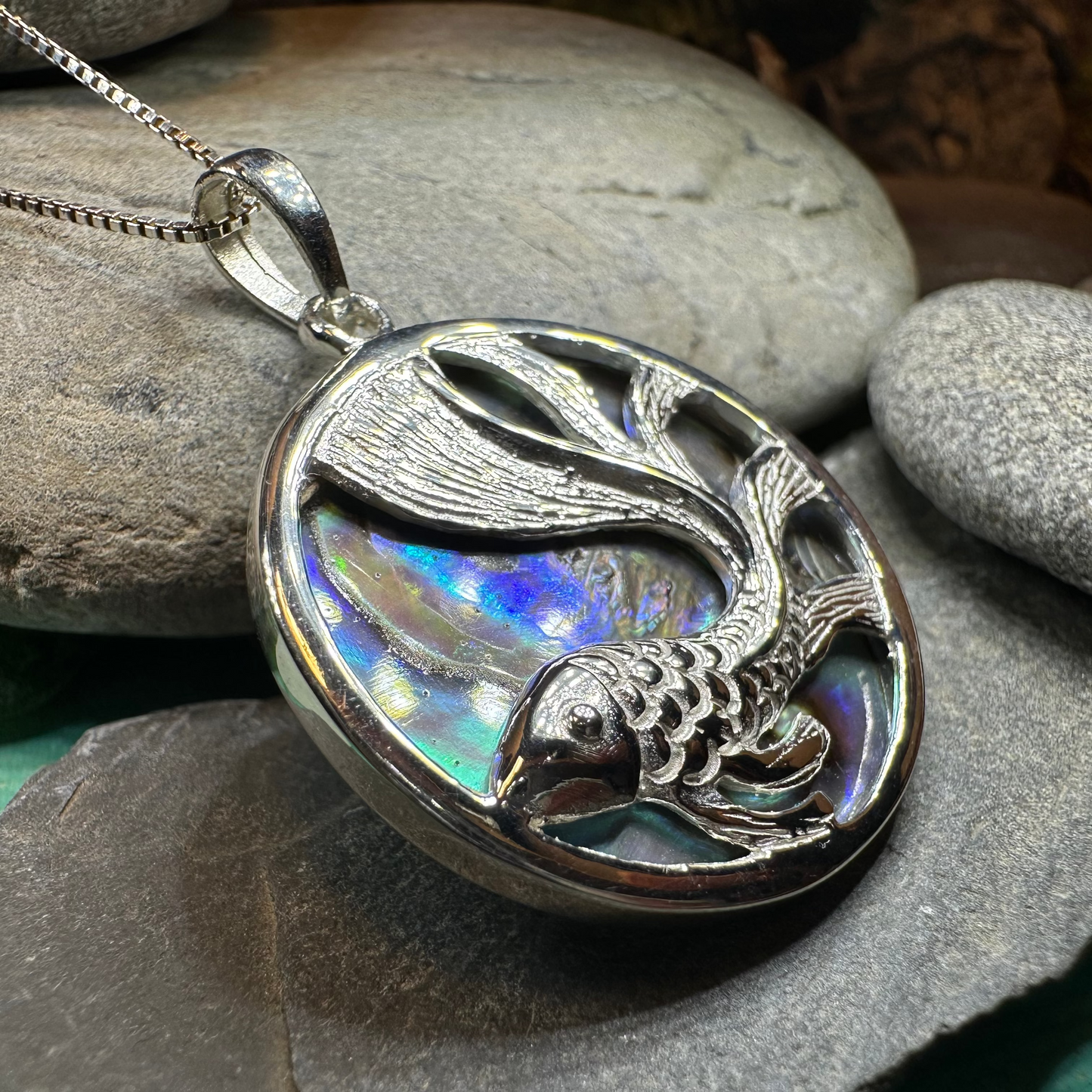 Abalone Koi Fish Necklace — view 7