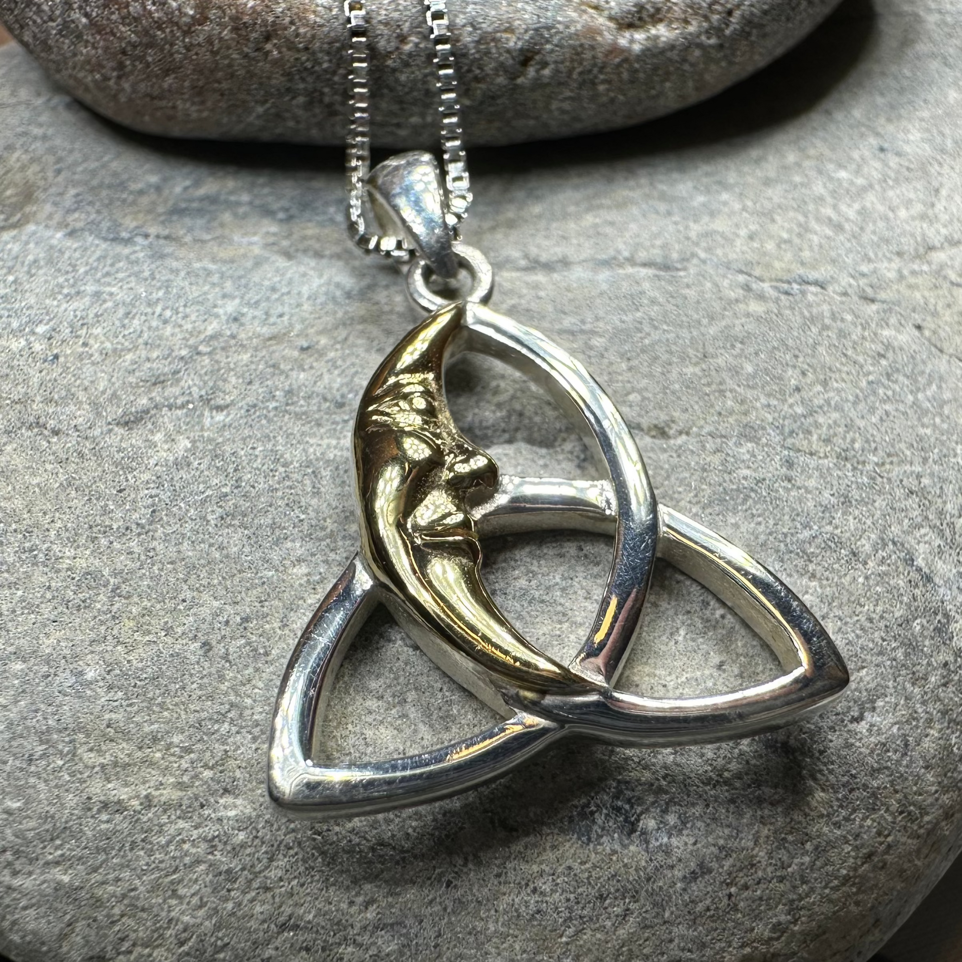 Celtic Trinity Knot Moon Necklace — view 6