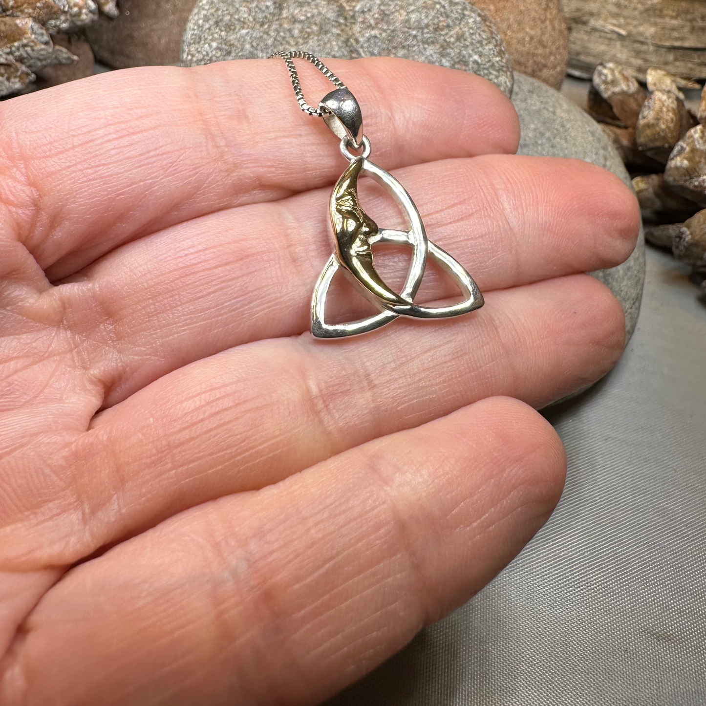 Celtic Trinity Knot Moon Necklace — view 5